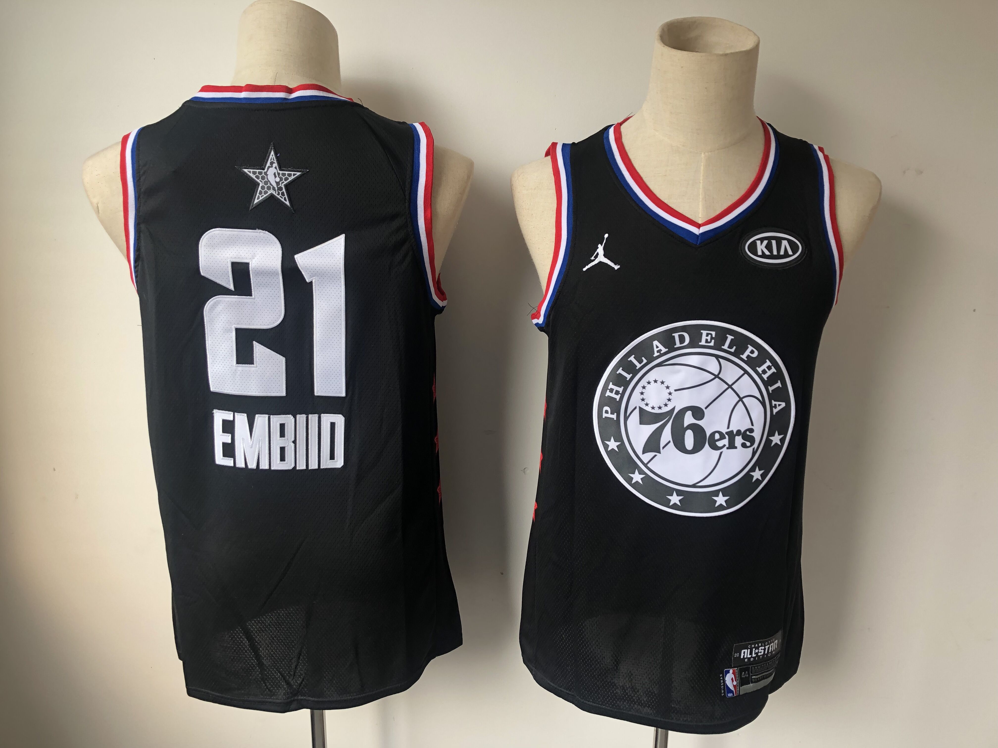 Men Philadelphia 76ers #21 Embiid Black 2019 All Star NBA Jerseys